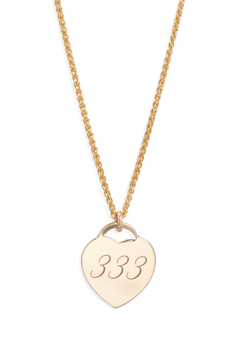 Alice Angel Numbers Pendant Necklace, Main, color, GOLD / 333