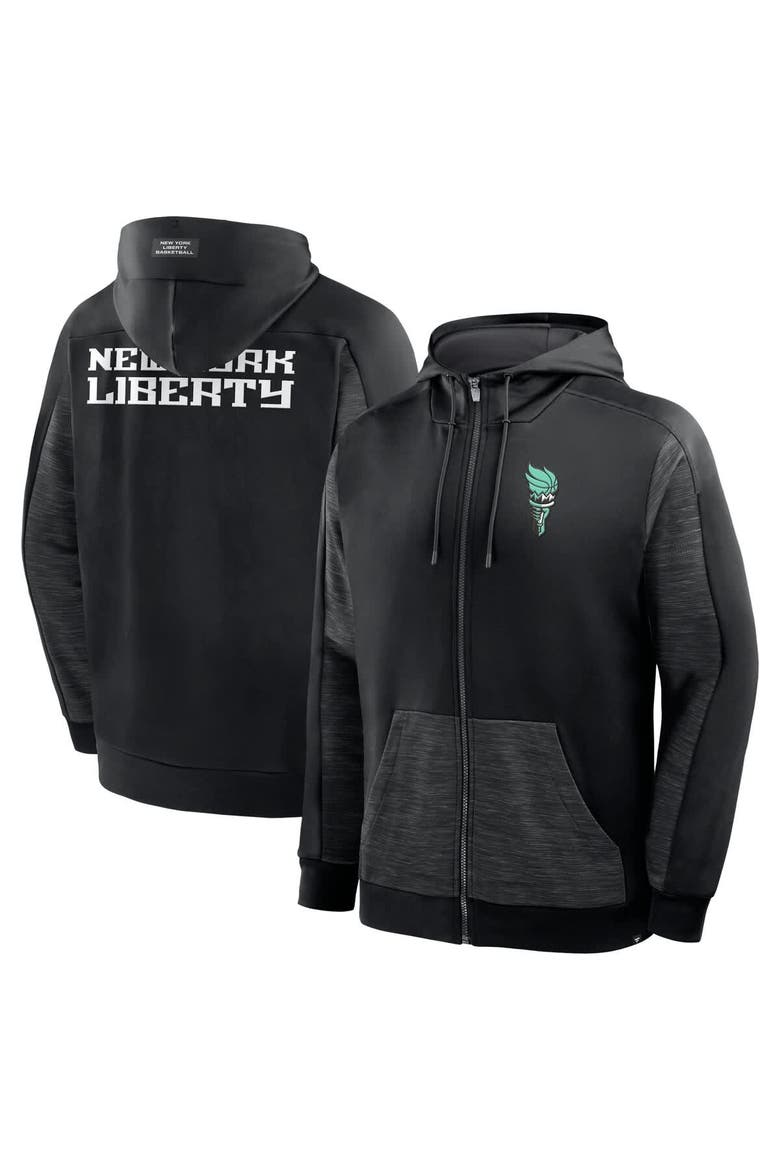 Men's Fanatics Black New York Liberty Back Door Cut Play Defender Full-Zip Hoodie, Main, color, Black