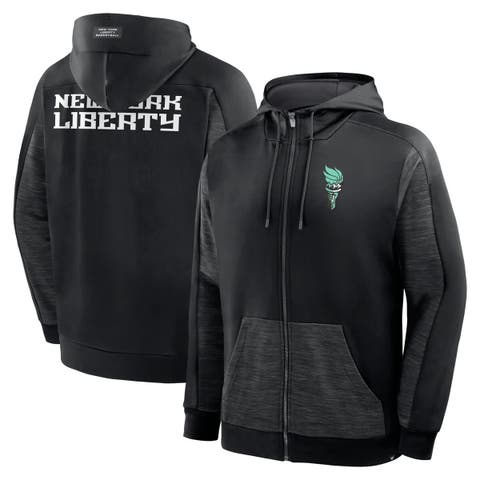 Men's Fanatics Black New York Liberty Back Door Cut Play Defender Full-Zip Hoodie