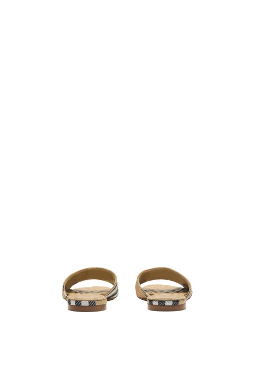 Burberry Check Sloane Slides In Brown