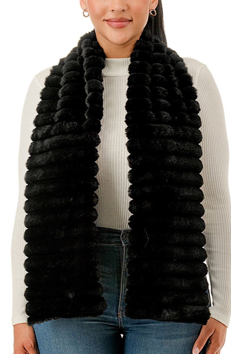 MARCUS ADLER Faux Fur Pull-Through Scarf, Alternate, color, Black