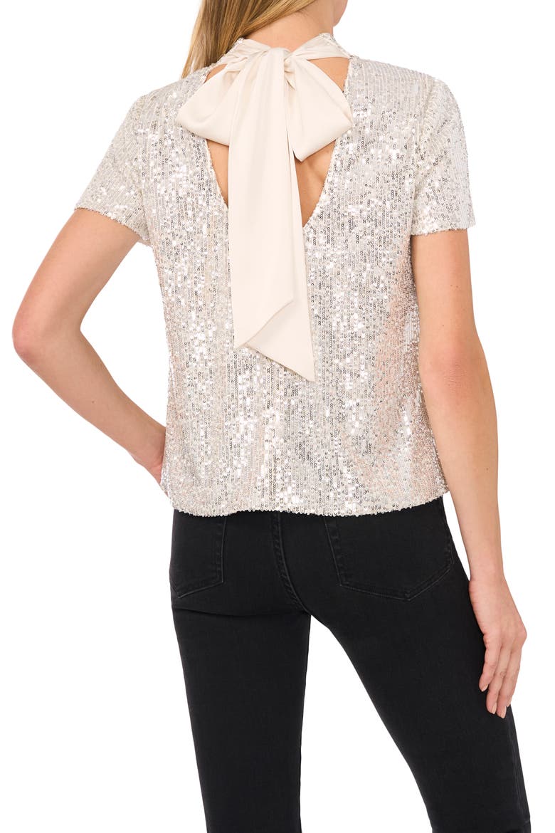 Sequin Mock Neck Top, Alternate, color, CHAMPAGNE