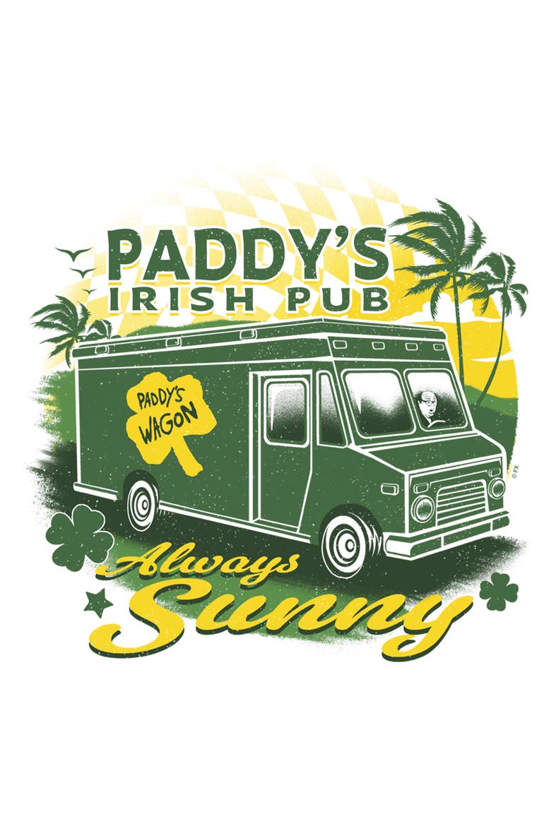 Mens It's Always Sunny in Philadelphia St. Patrick's Day Paddy's Wagon T Shirt, Alternate, color, White
