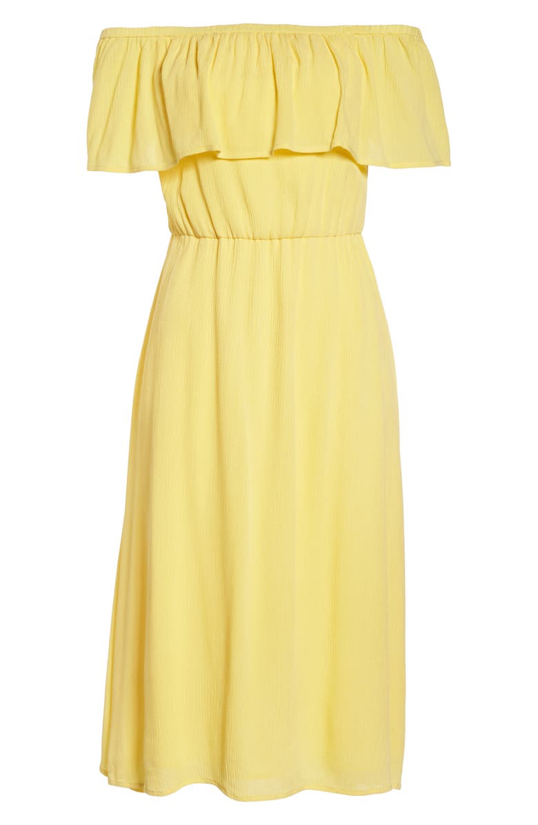 Charles Henry Off the Shoulder Ruffle Midi Dress, Alternate, color,