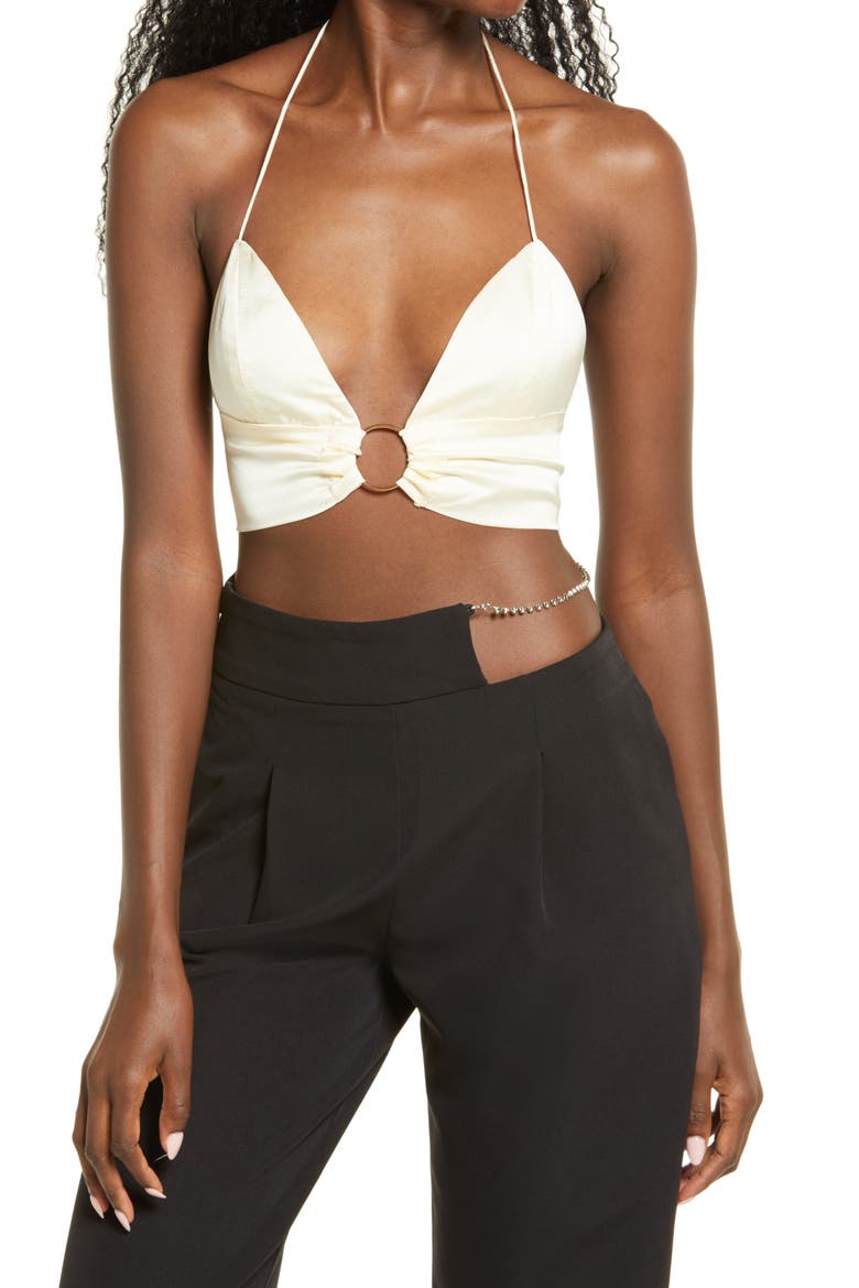 Ibiza Satin Halter Top, Main, color, BEIGE