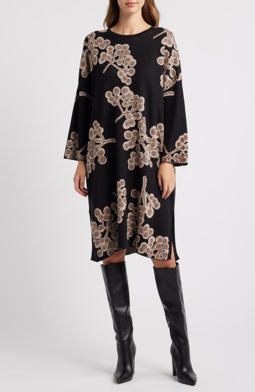 Masai Copenhagen Nuska Metallic Floral Jacquard Shift Dress in Black 