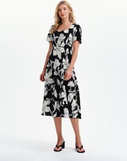 Finery London Teresa Floral Print Tiered Midi Dress