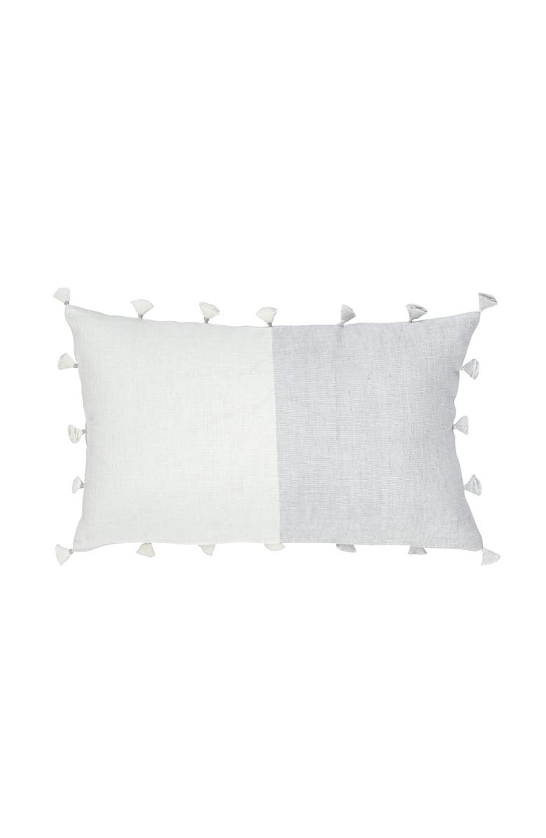 Anaya Grey Tassels So Soft Linen Pillow with Down Alternative Insert, Alternate, color, Grey