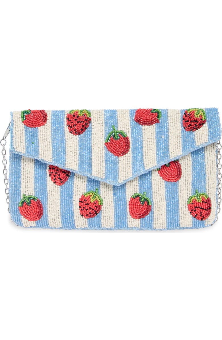Collection XIIX Beaded Strawberry Envelope Clutch, Main, color, Blue Multi