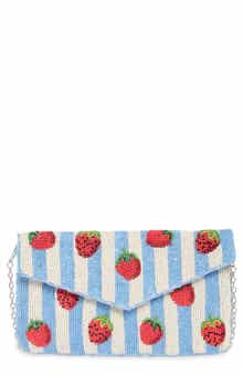 Beaded Strawberry Envelope Clutch