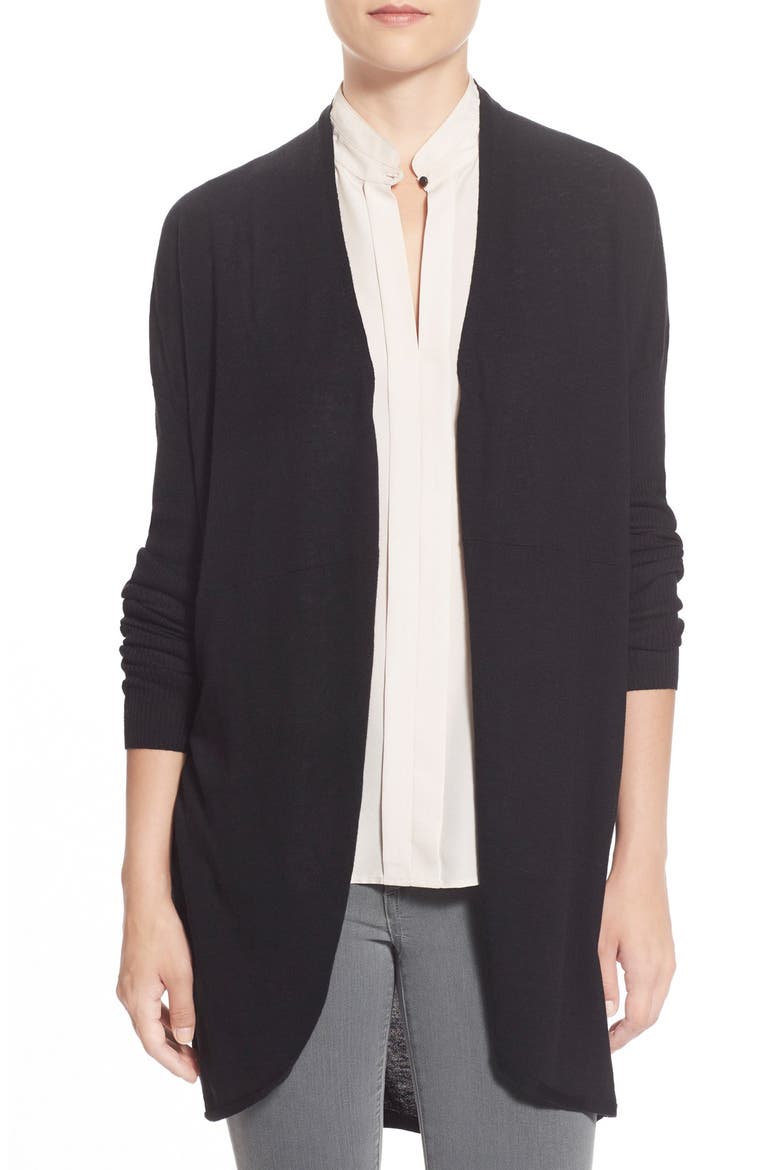 Rib Sleeve Cocoon Cardigan, Main, color, BLACK