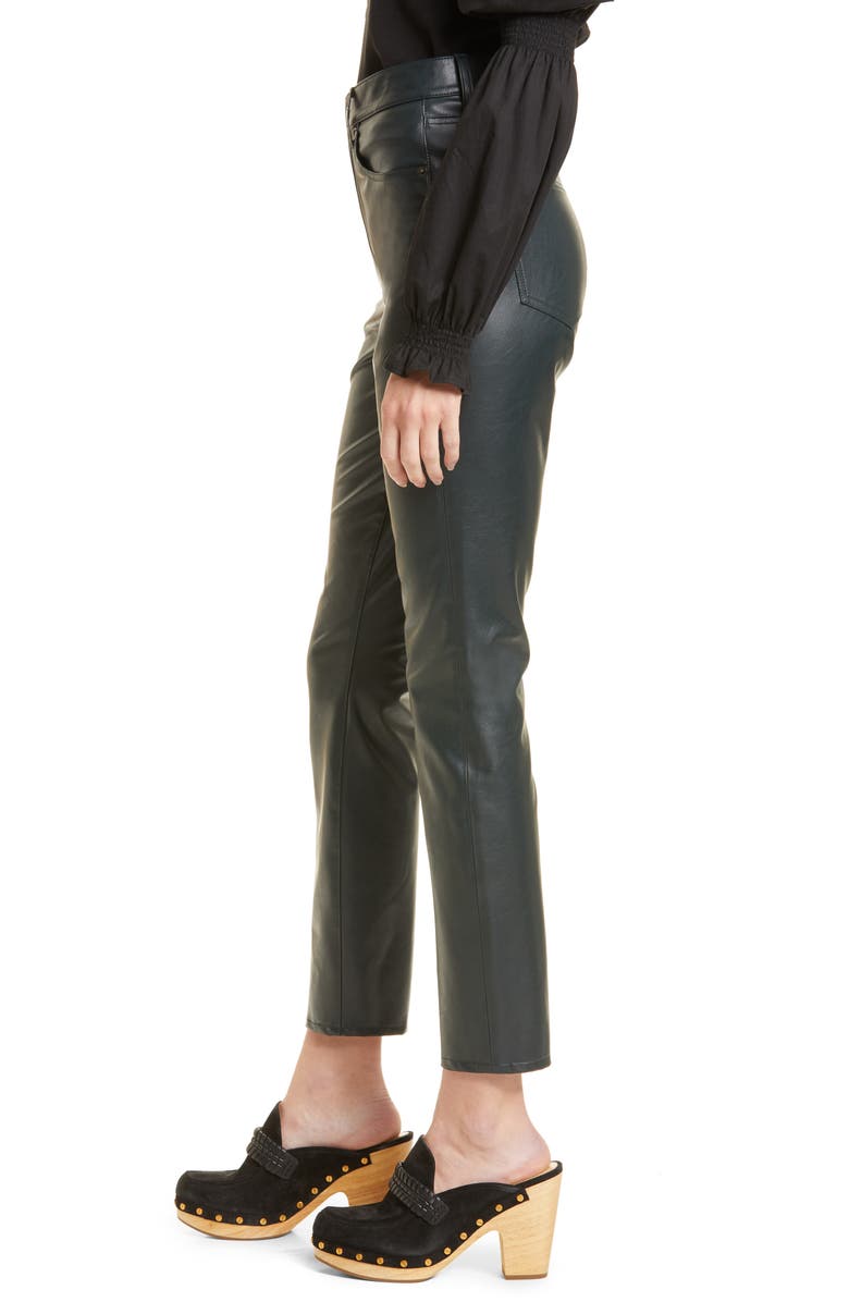 Veronica Beard Maera High Waist Faux Leather Skinny Pants, Alternate, color, Emerald