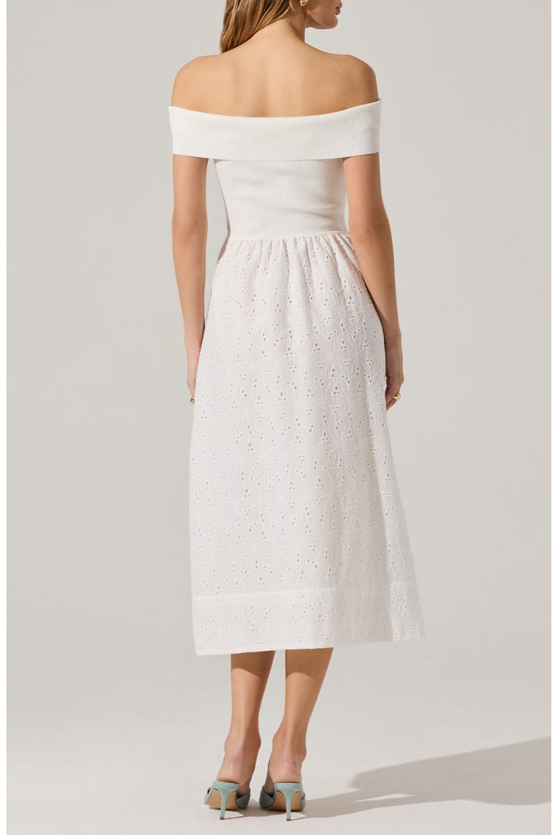 astr the label off the shoulder a-line dress Mixed Media (Women) the brand has stood wedding dresses near me Dress length Guide ✨ Primary color:Navy