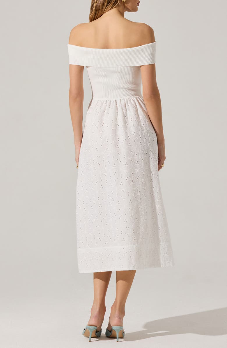 ASTR the Label Mixed Media Off the Shoulder Dress, Alternate, color, White