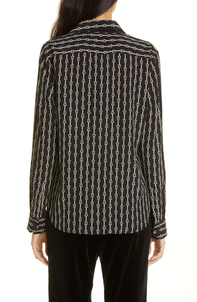 Nili Lotan Gaia Slim Fit Silk Blend Shirt, Alternate, color, 