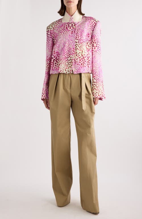 Dries Van Noten Vasti Printed Stand Collar Jacket In Fuchsia