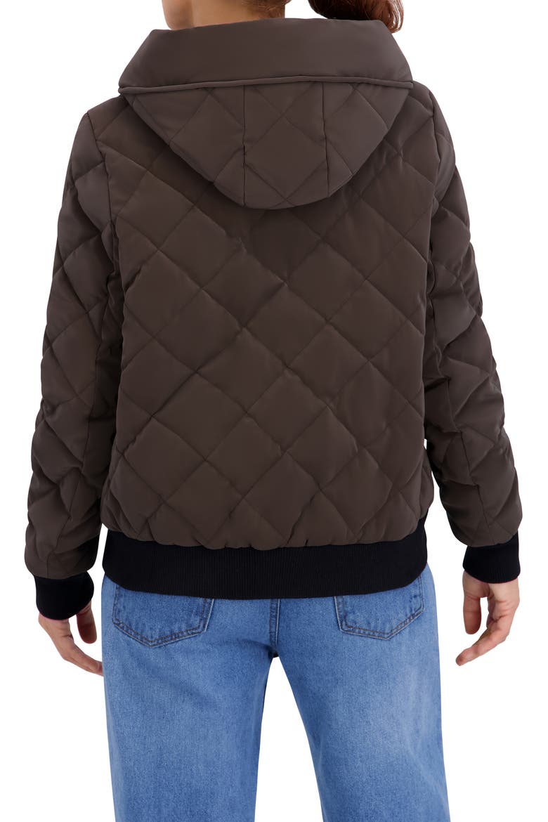 Quilted Hooded Bomber Jacket, Alternate, color, BROWN
