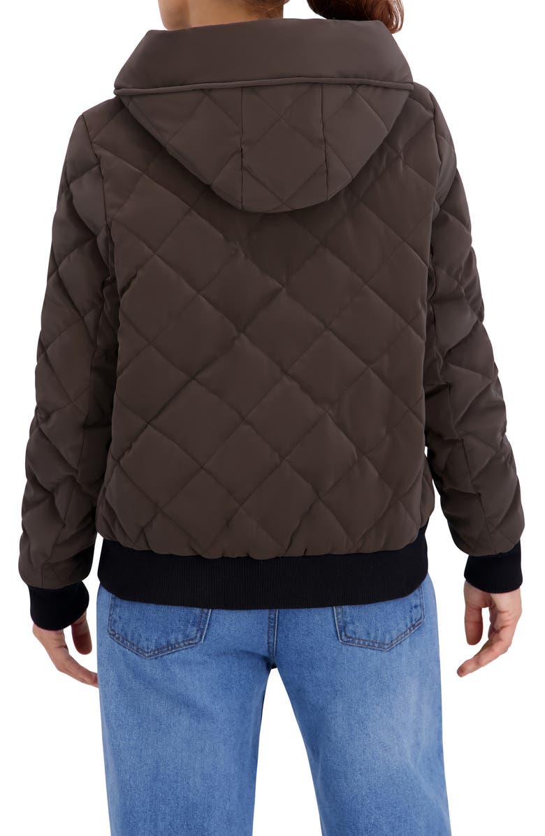 Ookie & Lala Quilted Hooded Bomber Jacket, Alternate, color, Brown