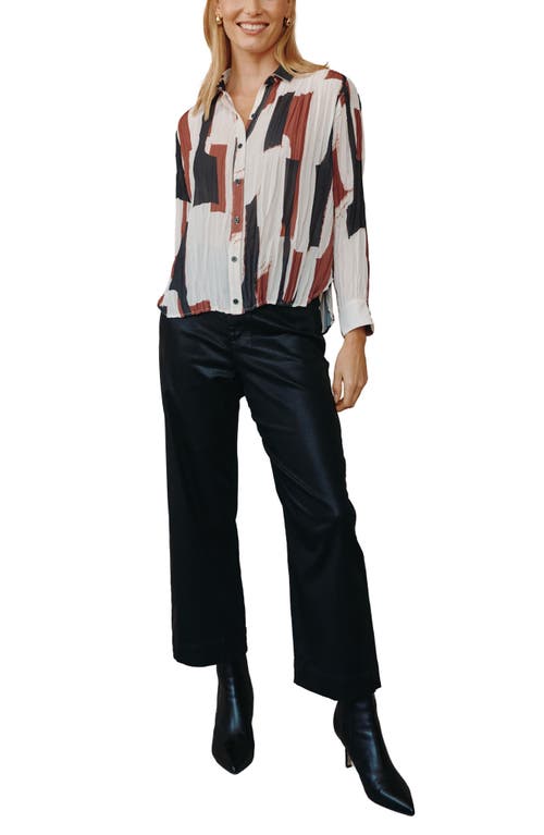Bella Dahl Art Print Pleated Button-up Shirt In White