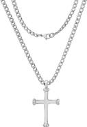HMY JEWELRY Men's Stainless Steel Rope Edge Cross Pendant Necklace