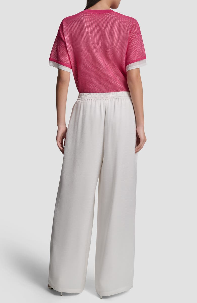 DKNY Pleat Wide Leg Satin Pants, Alternate, color, Ivory