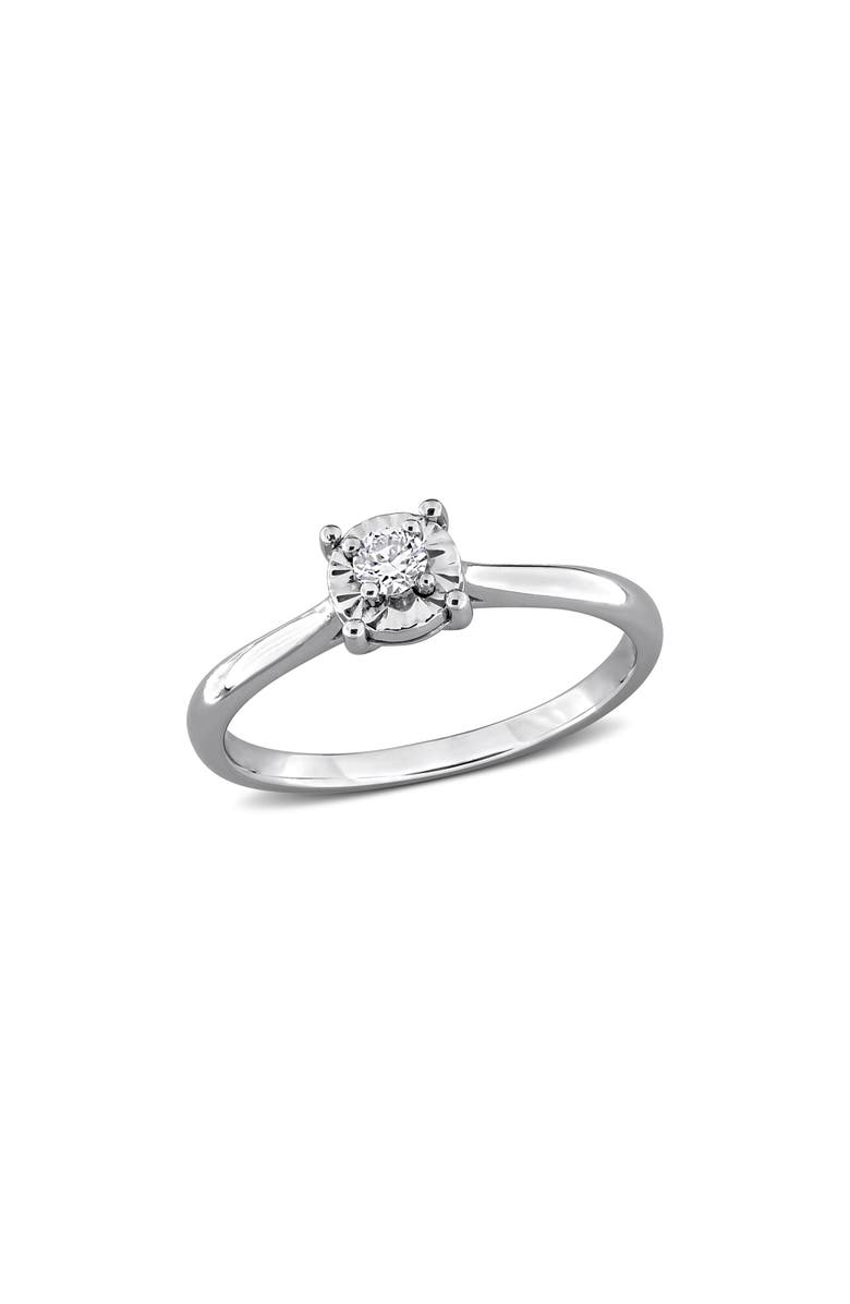 Created Forever Sterling Silver Lab Grown Diamond Solitaire Ring, Main, color, Silver