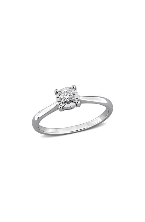 Sterling Silver Lab Grown Diamond Solitaire Ring
