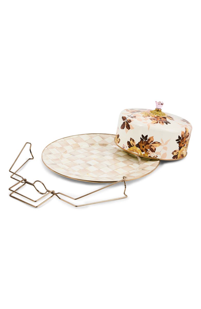 MACKENZIE CHILDS Wild Rose Enameled Steel Cake Carrier, Alternate, color, White