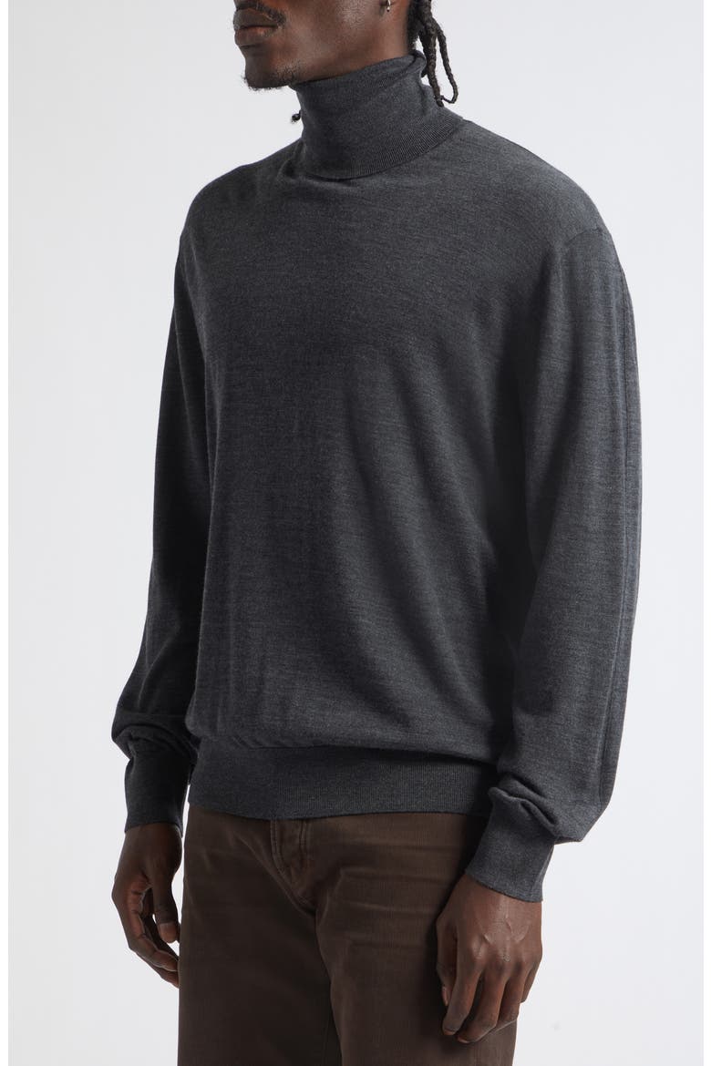 Ultrafine Merino Wool Turtleneck Sweater, Alternate, color, TCQ CHARCOAL