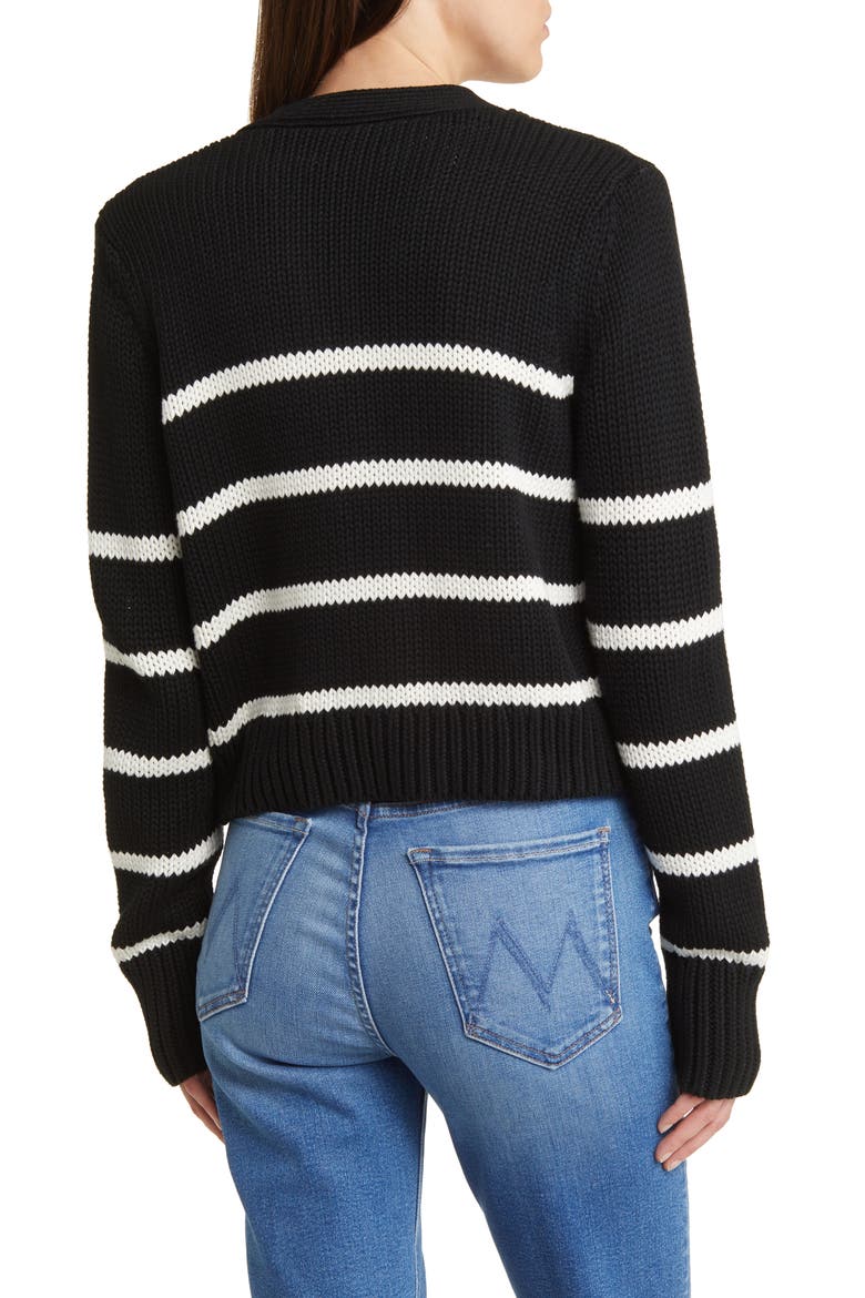 Marina Stripe Cardigan, Alternate, color, BLACK/ CREAM
