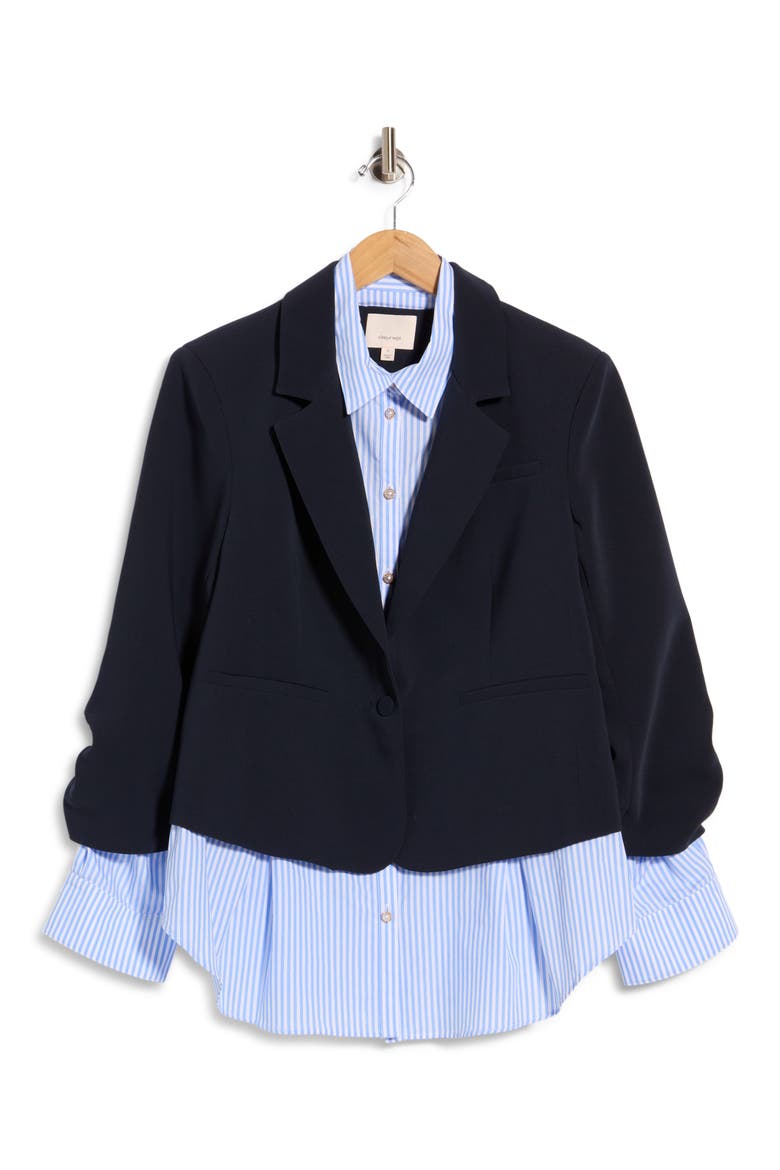 Aron Layered Blazer, Main, color, NAVY/ BLUE STRIPE