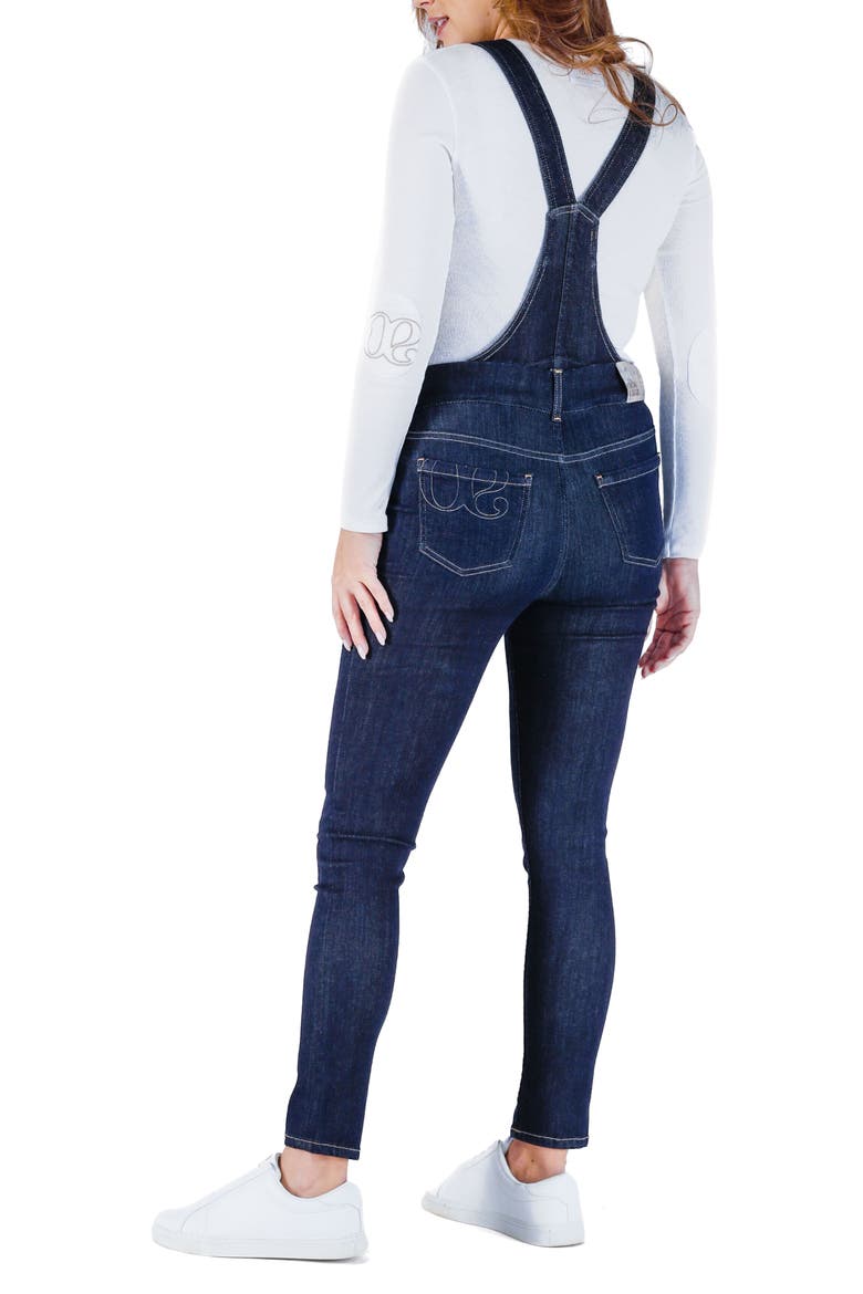 Sharon denim maternity overalls, Alternate, color, DARK BLUE