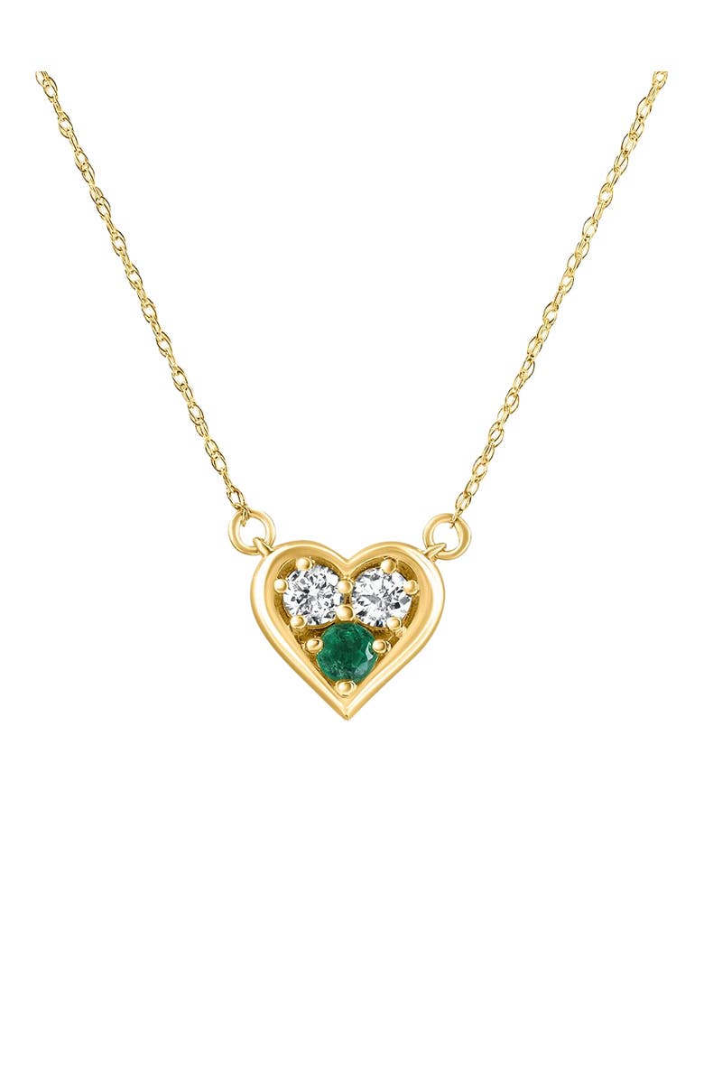 Bliss Diamond 1/2Ct Heart Shape Emerald & Diamond Pendant 10k Gold Women's Necklace lab Grown, Main, color, 