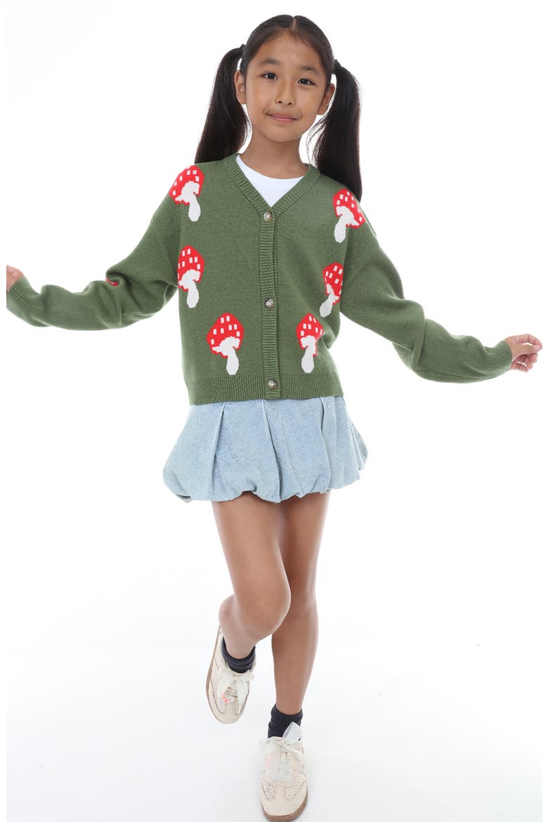 Kids' Strawberry Cardigan, Alternate, color, OLIVE