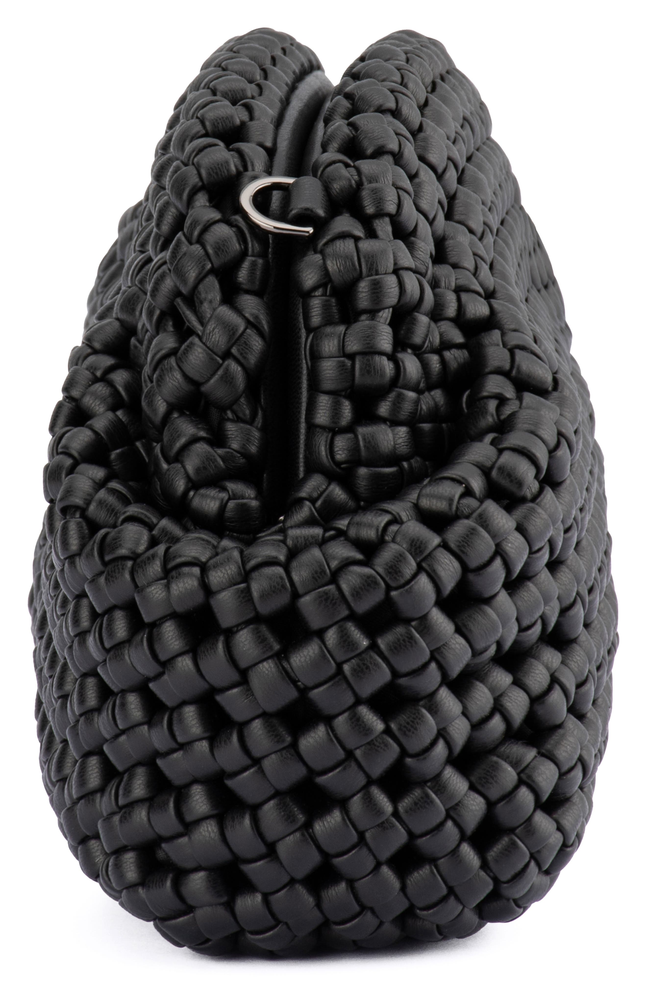 Olga Berg Everly Handwoven Faux Leather Frame Clutch, Alternate, color, Black