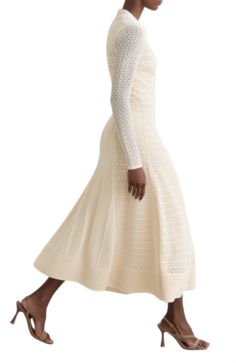 Reiss Lindy Pointelle Long Sleeve Maxi Dress, Alternate, color, Cream