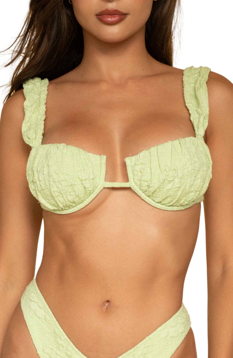 MONTCE Avo Petal Floral Jacquard Underwire Bikini Top, Main, color, Avocado Floral Texture