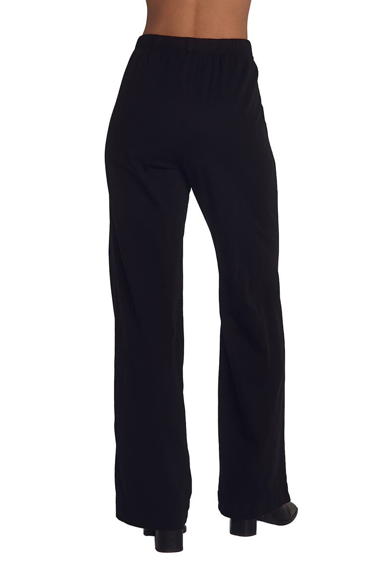 Catalina Pull-On Flat Front Wide Leg Pants, Alternate, color, BLACK