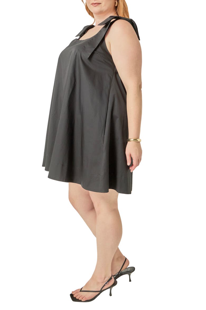 Bow Shoulder Sleeveless Minidress, Alternate, color, BLACK