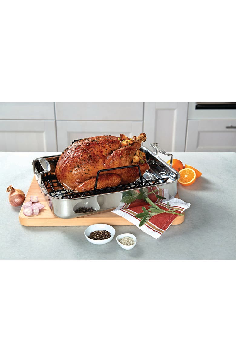 Viking 3-Ply Roasting Pan with Nonstick Rack, Alternate, color, Stainless Steel