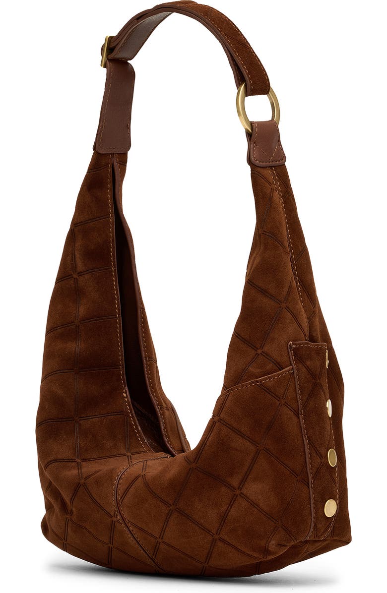 HAMMITT Tom Zip Medium Hobo Bag, Alternate, color, Chocolate Diamond Suede/Gold