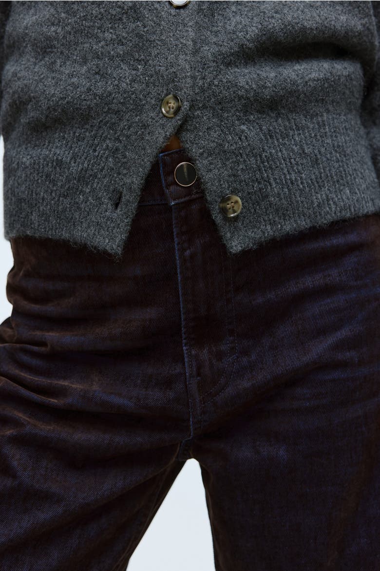 Flocked Straight High Jeans, Alternate, color, Dark brown