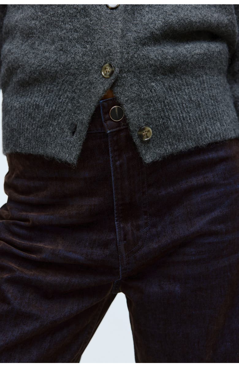 H&M Flocked Straight High Jeans, Alternate, color, Dark Brown