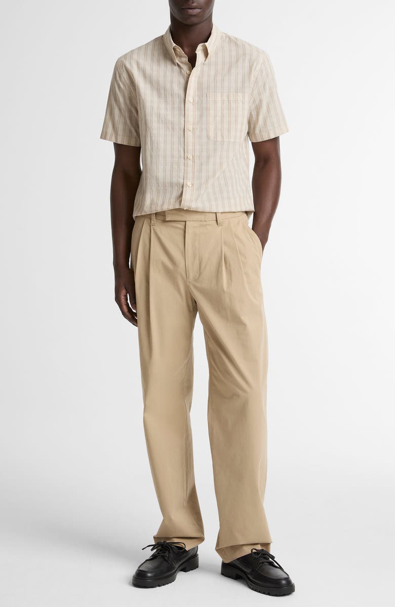 Vince Corbin Stripe Short Sleeve Button-Down Shirt, Alternate, color, Mineral/ Teak