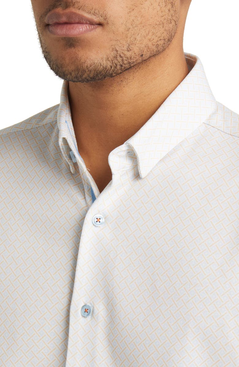 Stone Rose DRY TOUCH<sup>®</sup> Performance Geometric Print Short Sleeve Button-Up Shirt, Alternate, color,