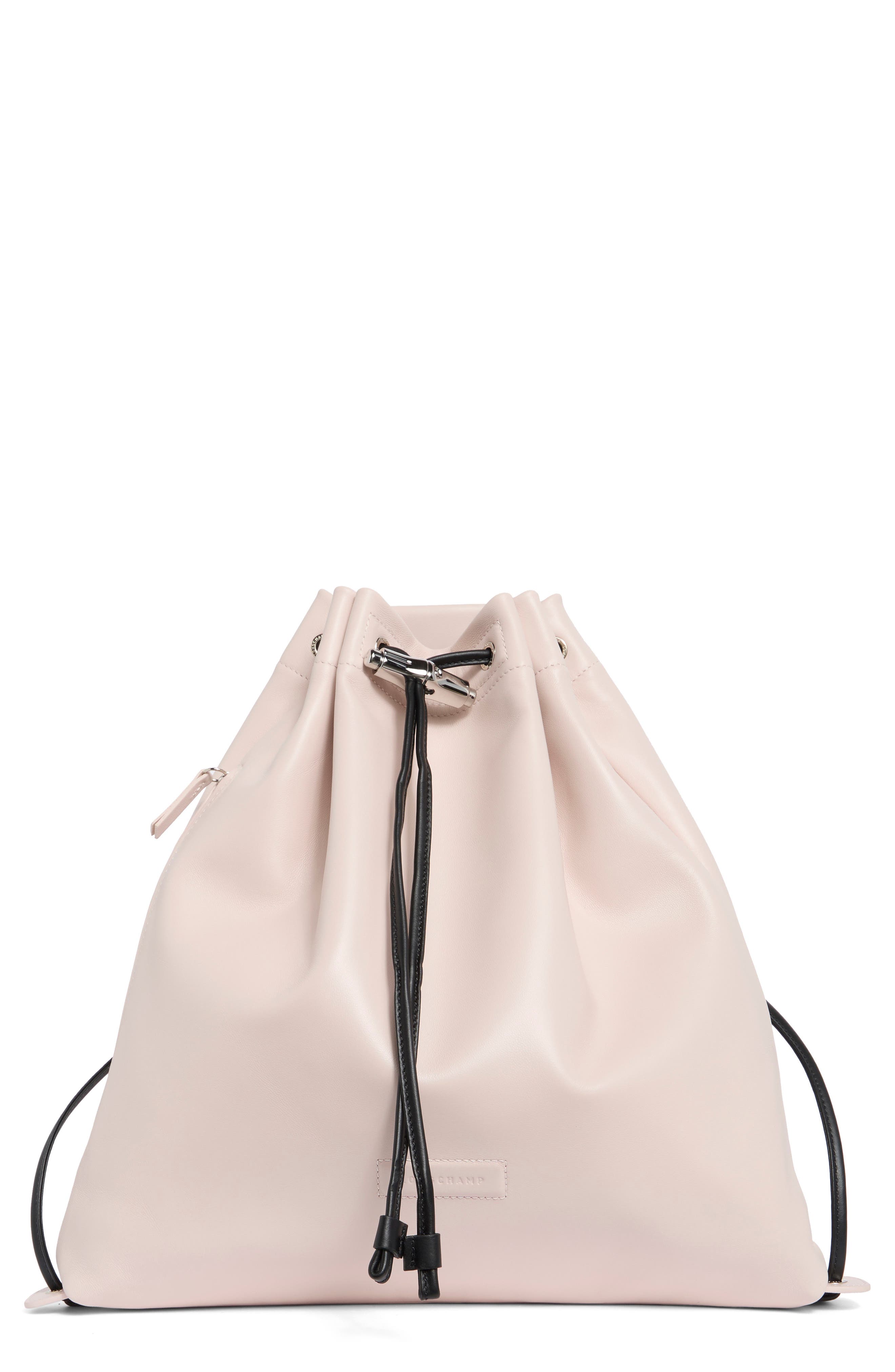 Longchamp Leather Cinch Backpack, Main, color, Powder