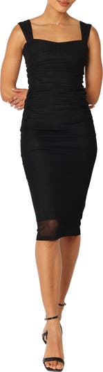 Naomi Ruched Mesh Midi Dress