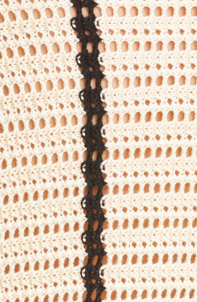 Monrow Vertical Stripe Organic Cotton Crochet Cardigan, Alternate, color, 