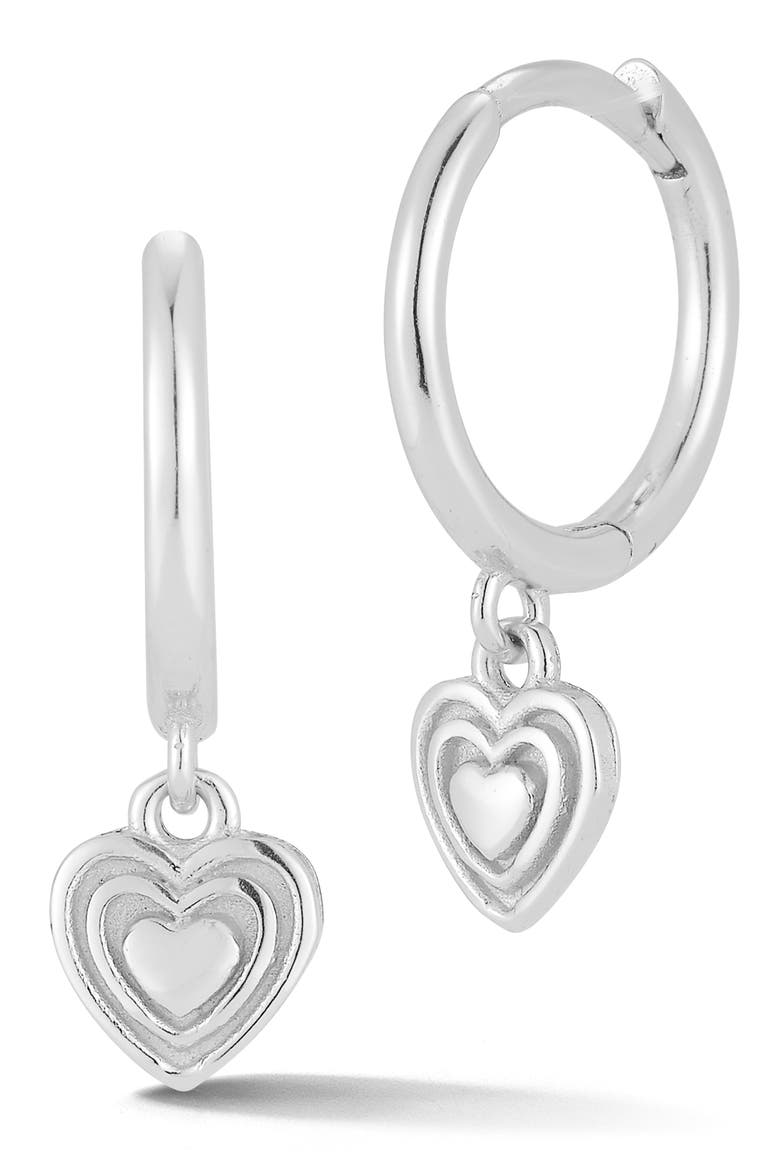 Heart Huggie Hoop Earrings, Main, color, SILVER