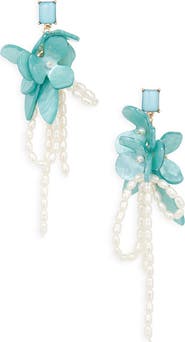 NORDSTROM RACK Resin & Faux Pearl Cluster Drop Earrings